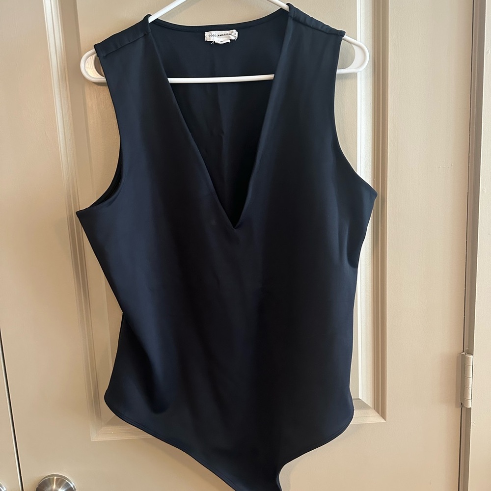 Good American Black V-Neck Bodysuit